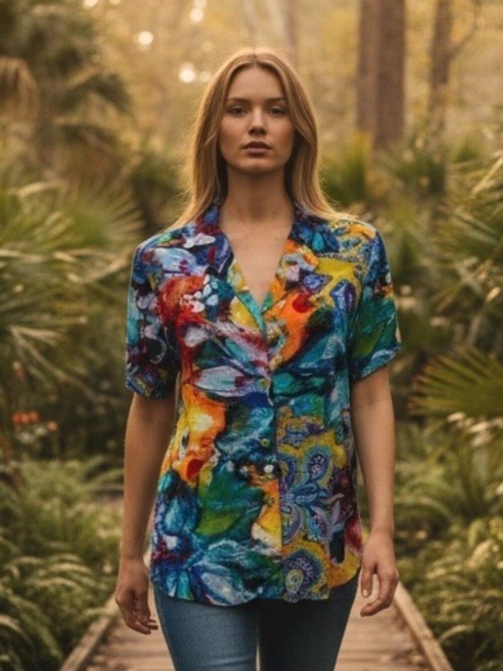 Jams World Hawaiian Shirt S Watercolors Floral
